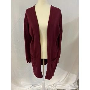 SUSINA Burgundy Open Front Cardigan, Gently Used, Size M.